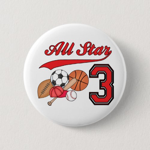 All Star Sports 3rd Birthday Button