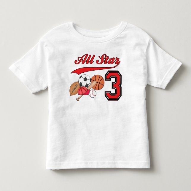 All Star Sports 3rd Birthday Toddler T-shirt (Front)