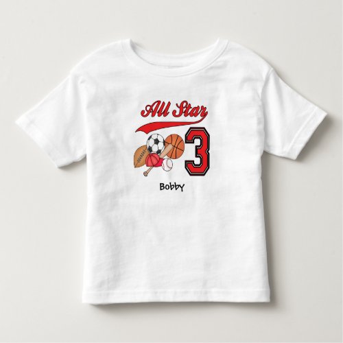 All Star Sports 3rd Birthday Toddler T_shirt