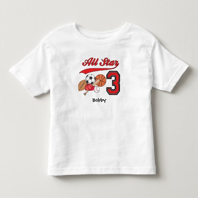All Star Sports 3rd Birthday Toddler T-shirt (Front)