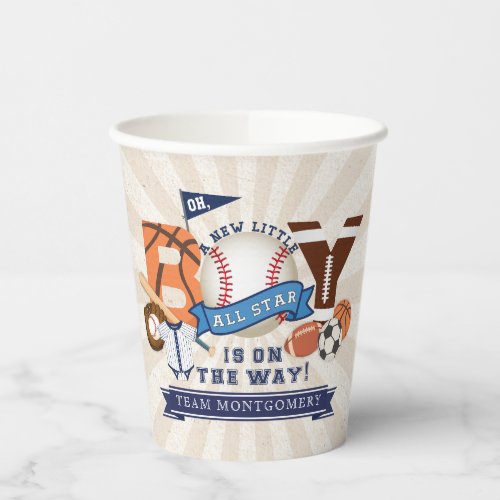 All Star Sports Baby Shower Decor Paper Cups