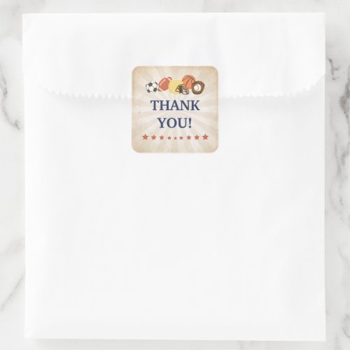 All Star Sports Baby Shower Favor Square Sticker