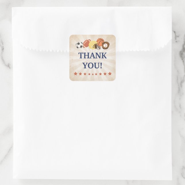 All Star Sports Baby Shower Favor Square Sticker (Bag)
