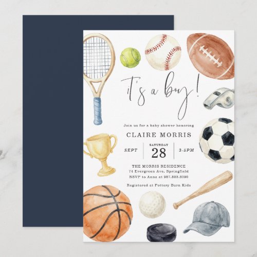 All Star Sports Baby Shower Invitation