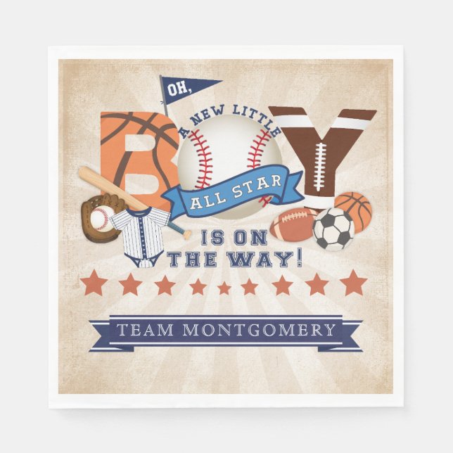 All Star Sports Baby Shower  Napkins (Front)
