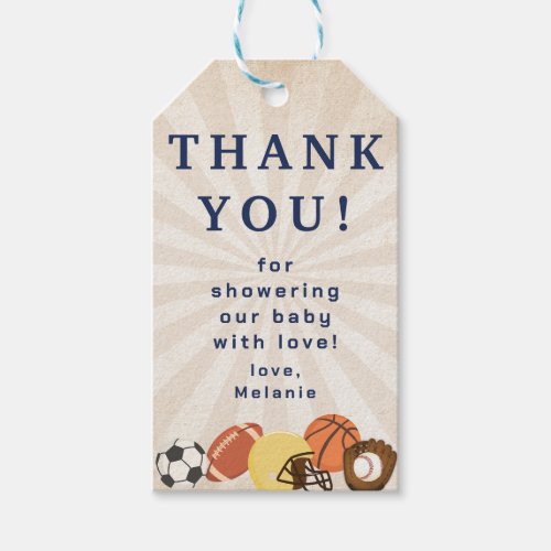 All Star Sports Baby Shower Thank You Gift Tags