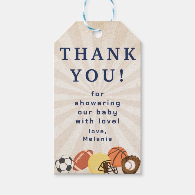 All Star Sports Baby Shower Thank You Gift Tags (Front)