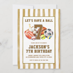 All Star Sports Ball Games Birthday Party Invitation