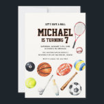 All Star Sports Balls Team Kid Boy Birthday  Invitation<br><div class="desc">EDITABLE It's Game Time Kid's All Star Sports Birthday Invitation
Elegant Multiple Sports Event All Ages Birthday Invite
All Star Sports Theme Boys Birthday Party Invite</div>