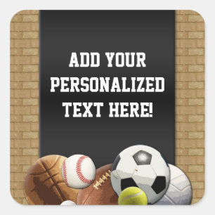 All Star Sports Balls w/ Brick Wall Square Sticker