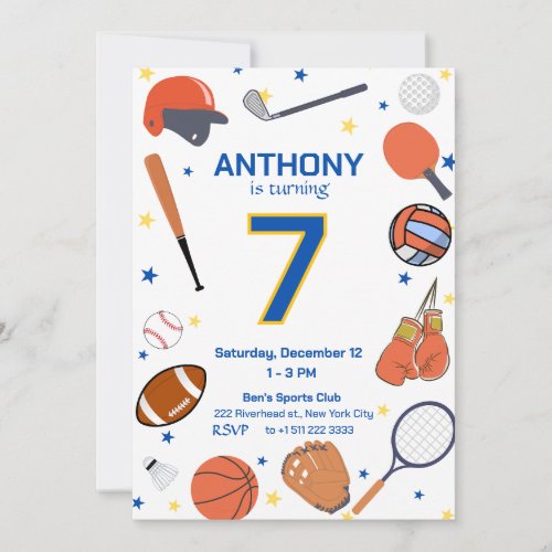 All-Star Sports Birthday Bash 2 Invitation