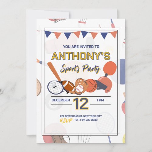 All-Star Sports Birthday Bash Invitation