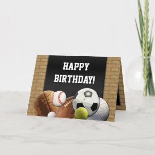 All Star Sports Birthday Custom Greeting Card