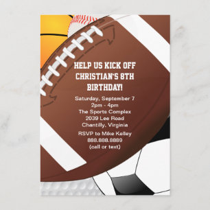 All Star Sports Birthday Party Invitation