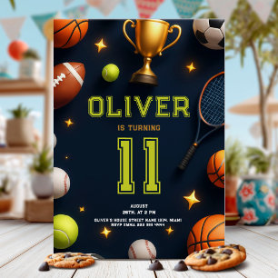 All Star Sports Birthday Party Invitation