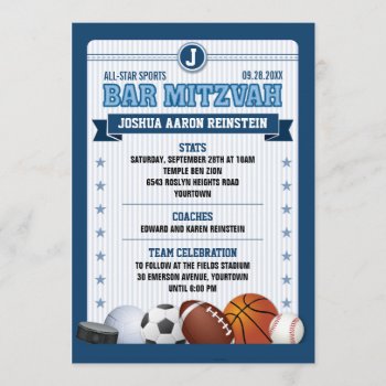 All Star Sports Blue Trading Card Bar Mitzvah by mishpocha at Zazzle