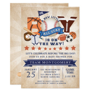 Sports Baby Shower Invitations | Zazzle