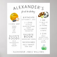 All Star Sports First Birthday Milestone Poster