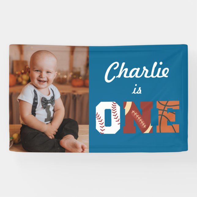 All-Star Sports First Birthday Photo Banner (Horizontal)