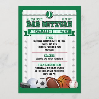 All Star Sports Green Trading Card Bar Mitzvah by mishpocha at Zazzle