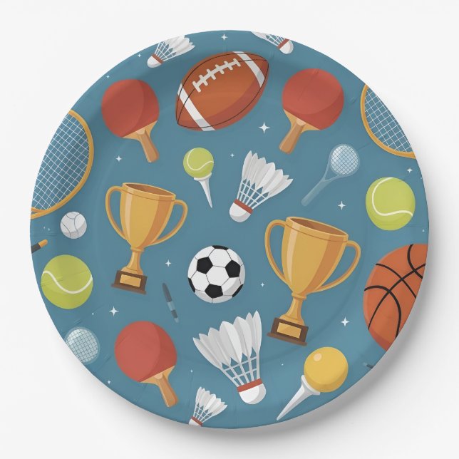 All-Star Sports Medley Party Paper Plates (Front)