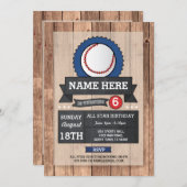 All Star Sports Party Baseball Birthday Invite (Front/Back)