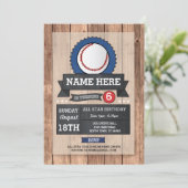 All Star Sports Party Baseball Birthday Invite (Standing Front)