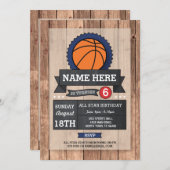 All Star Sports Party BasketBall Birthday Invite (Front/Back)