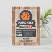 All Star Sports Party BasketBall Birthday Invite (Standing Front)