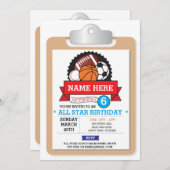 All Star Sports Party Football USA Birthday Invite (Front/Back)