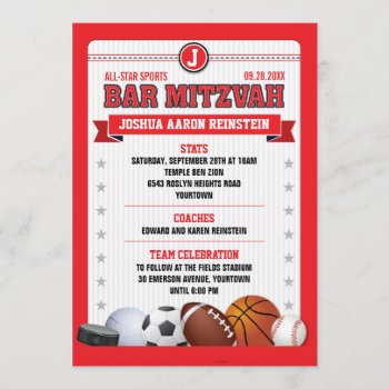 All Star Sports Red Trading Card Bar Mitzvah by mishpocha at Zazzle