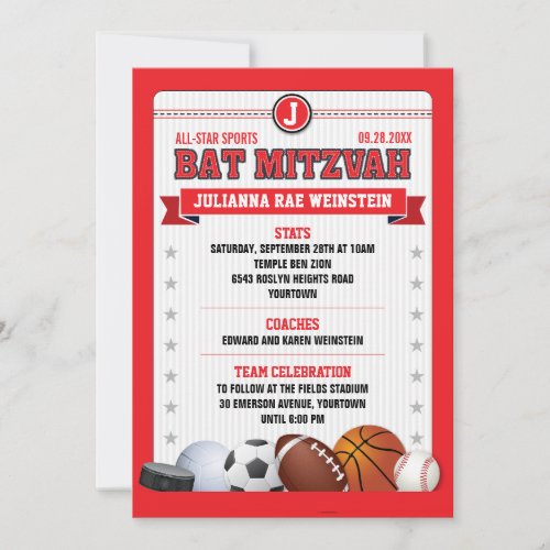 All Star Sports Red Trading Card Bat Mitzvah