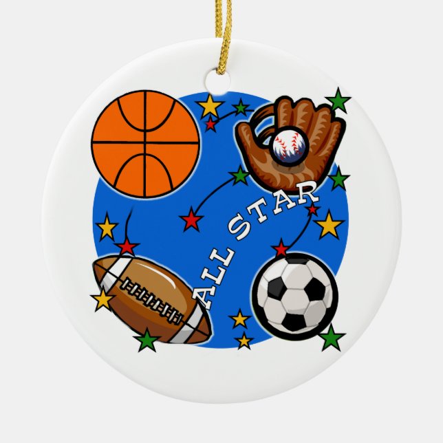 All Star Sports Tshirts and Gifts Ceramic Ornament (Front)