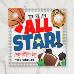 All Star Sports Valentine Gift Tag