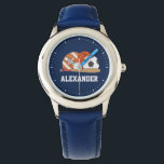 All Star Sports Wristwatch<br><div class="desc">CLICK ON CUSTOMIZE IT! TO CHANGE BACKGROUND COLOR.
Sports themed design.</div>