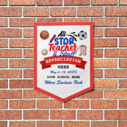 All Star Teacher Appreciation Week School Name Pennant