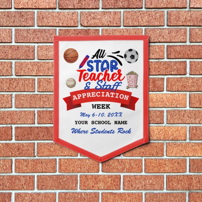 All Star Teacher Appreciation Week School Name Pennant (Insitu 1)