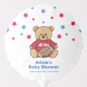 All Star Teddy Bear Football Sport Baby Shower  Balloon