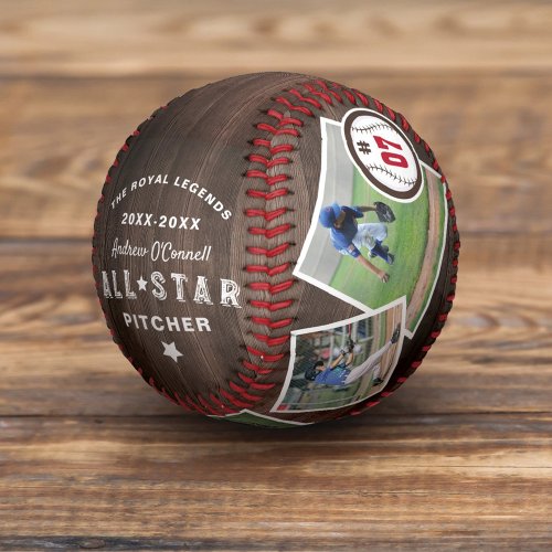 All_Star Woodgrain Player Number  Photo Collage Baseball