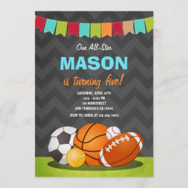 All Stars birthday Boy Birthday invitation Sports