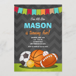 All Stars birthday Boy Birthday invitation Sports