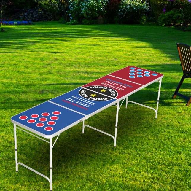 All Stars Blue and Red Beer Pong Table (Enjoy a fun all star beet pong party night with is red and blue beer pong table.)