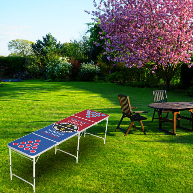 All Stars Blue and Red Beer Pong Table (Enjoy a fun all star beet pong party night with is red and blue beer pong table.)