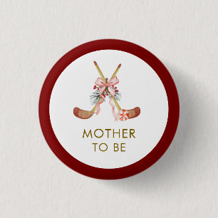 All Stars Girl Hockey Mother To Be Baby Shower Button