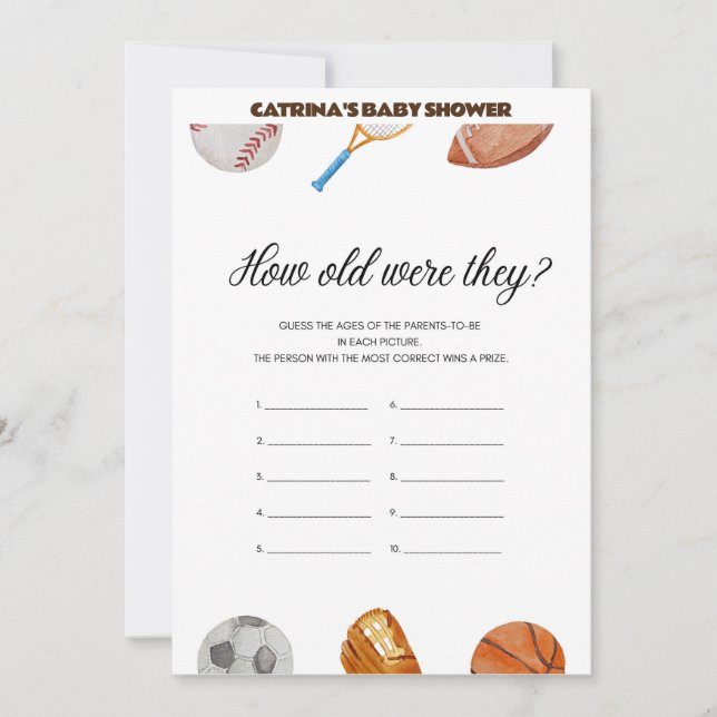 All Stars Sports Baby Shower - Editable Name, 5x7 Invitation (Front)