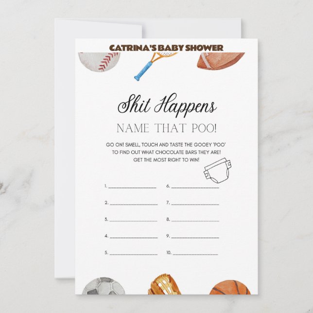 All Stars Sports Baby Shower - Editable Name, 5x7 Invitation (Front)