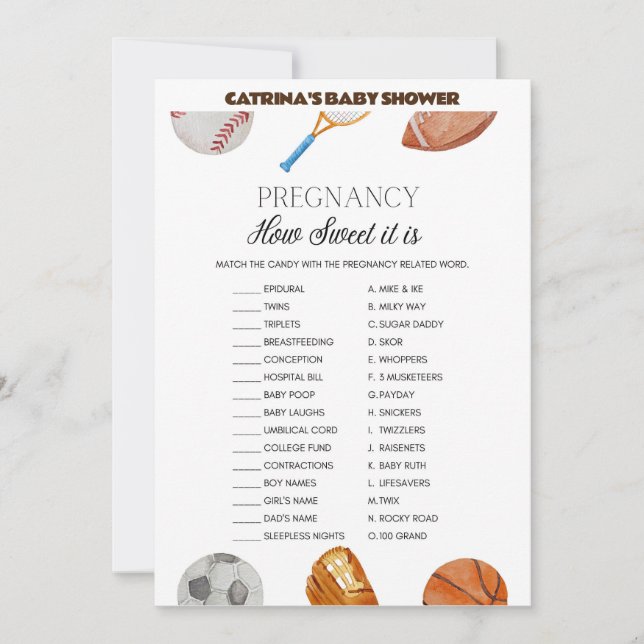 All Stars Sports Baby Shower - Editable Name, 5x7 Invitation (Front)
