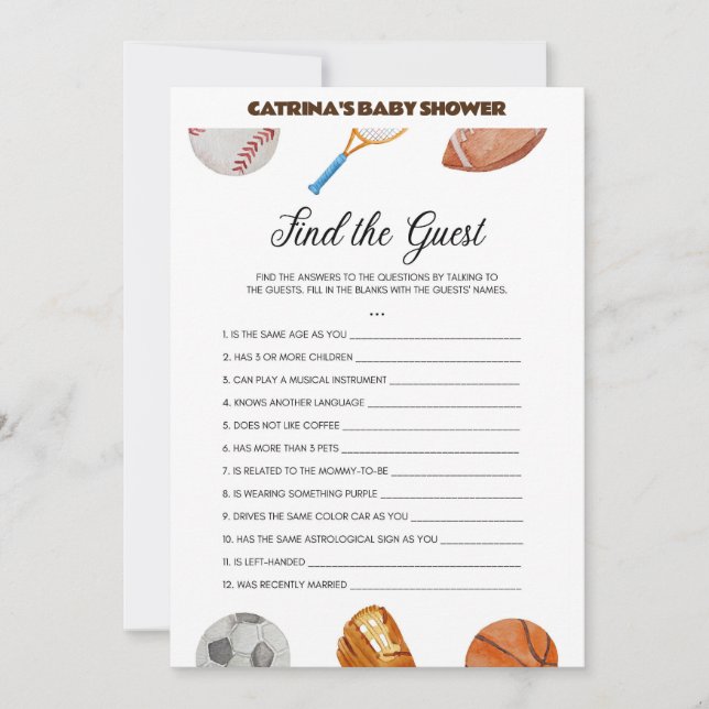 All Stars Sports Baby Shower - Editable Name, 5x7 Invitation (Front)