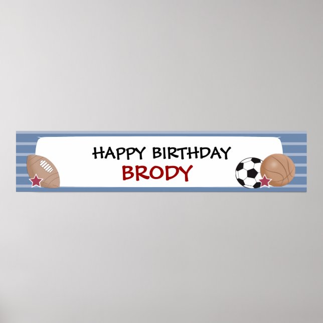 ALL STARS Sports Birthday or Baby Shower Banner Poster (Front)