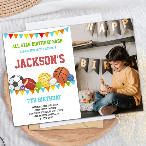 All Stars Sports Party Birthday Invitations photo